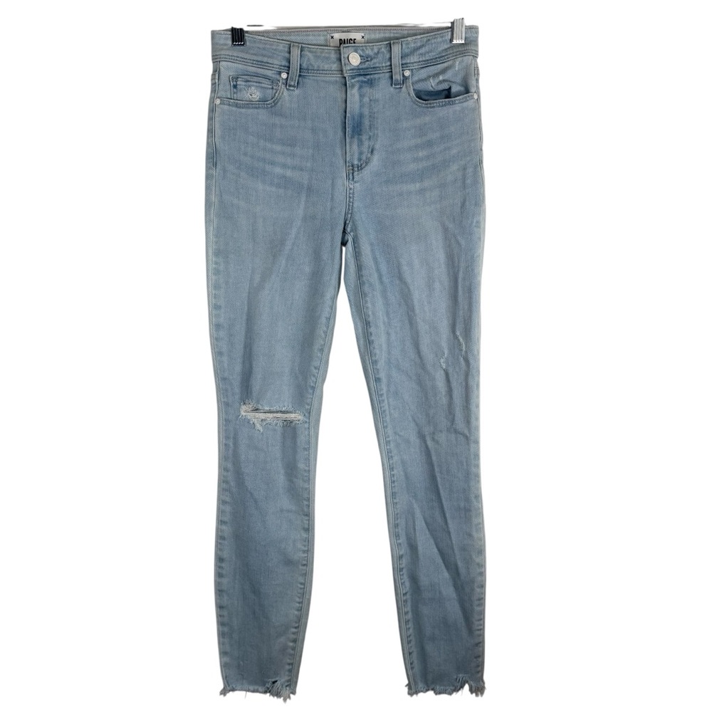 PAIGE 26 Women’s Hoxton Ankle Light Blue Skinny Distressed Denim Jeans High Rise